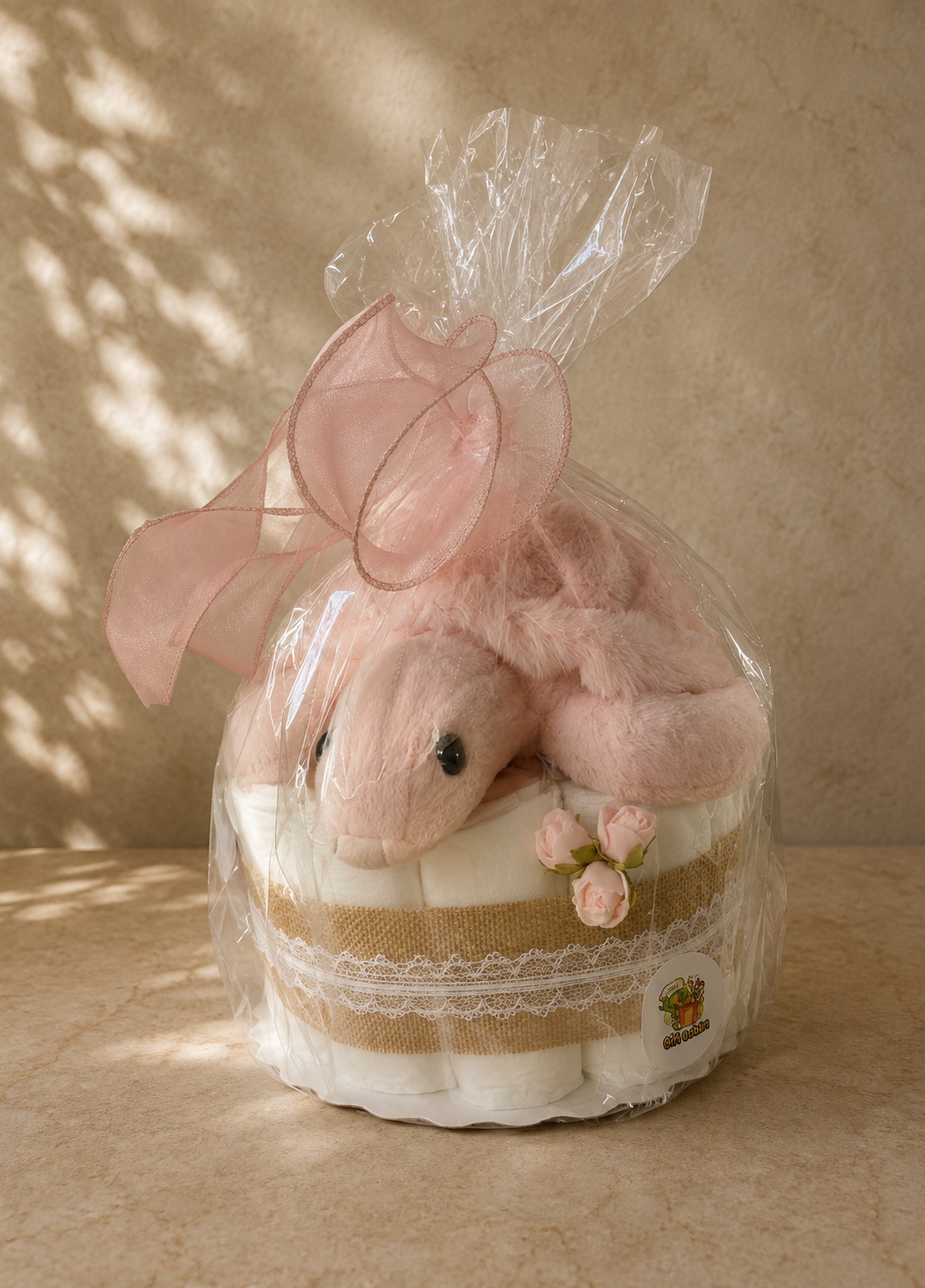 Luiertaart "Roze Schildpad" – Klein Kraamcadeau